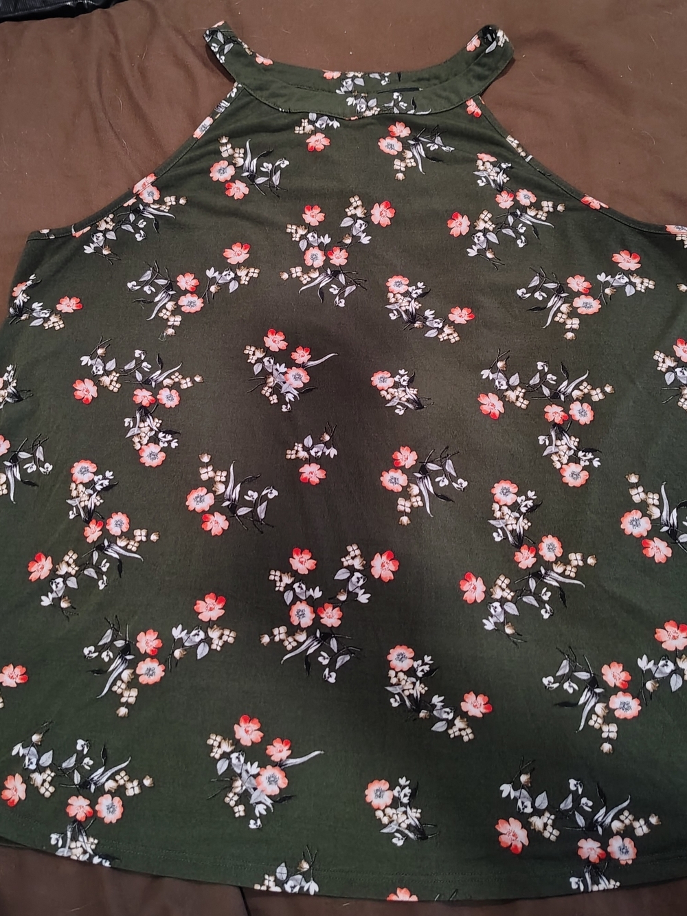 Torrid Olive Green Floral Halter Tank Top